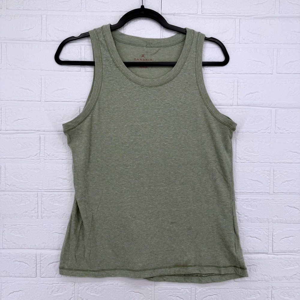 Danskin Tank Top Womens Medium Green Heathered Sleeveless Activewear Scoop Neck